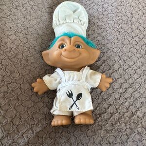Vintage Ace Novelty Chef Troll Doll with Blue Hair & Eye